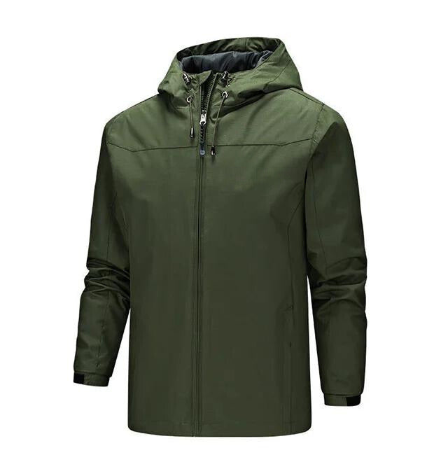 Wavlynn men's black hooded rain jacket regular fit with sealed seams water-resistant performance fabric