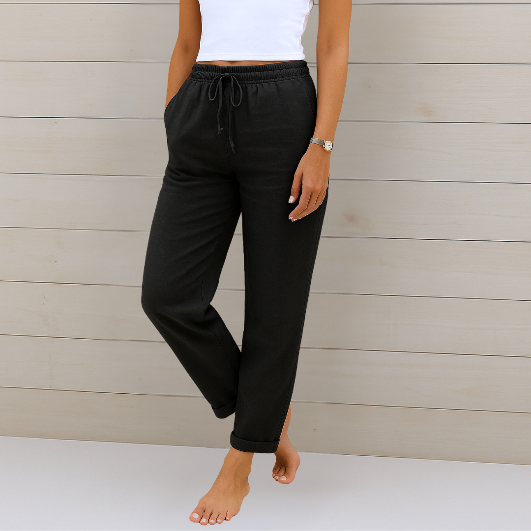 Lori™ premium breathable women's pants elastic waist relaxed fit lightweight natural style