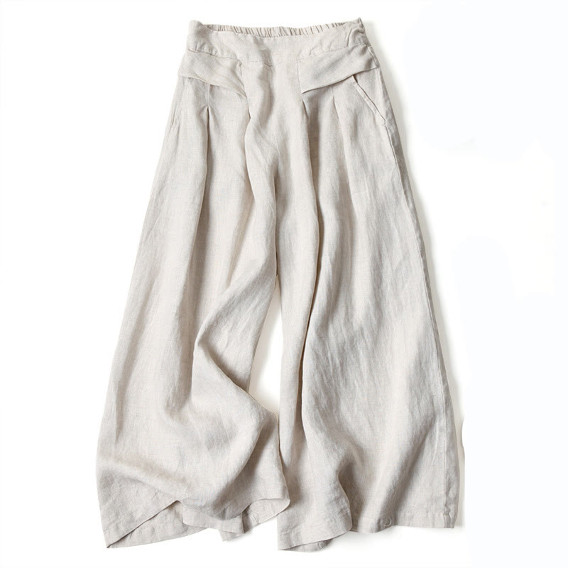 Marisa wide-leg relaxed pants in neutral tone, high-waist silhouette with soft draped flow