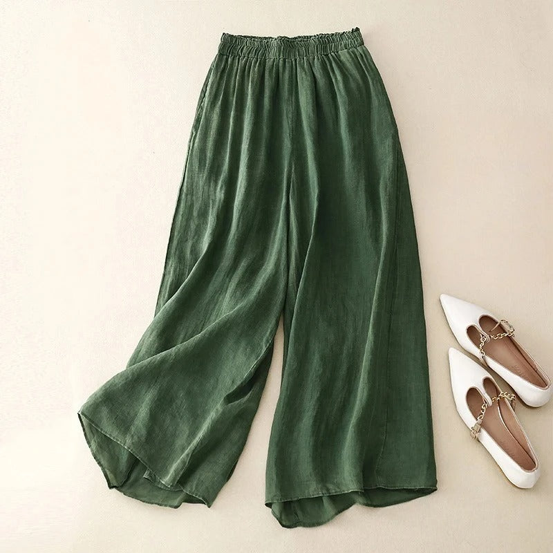 Nicole elegant loose waistband pants breathable flowy fabric relaxed fit versatile warm-weather style