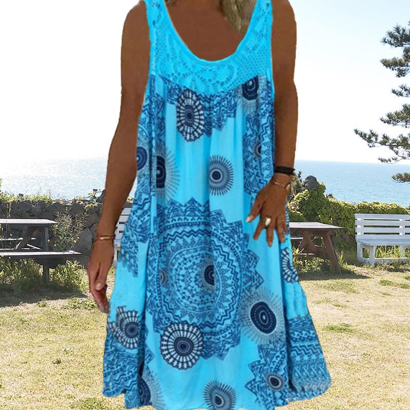 Ivy sleeveless summer dress in lightweight fabric, flattering cut for hot weather confident style