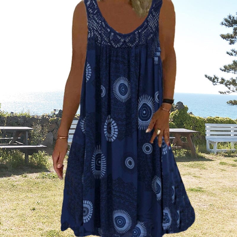 Ivy sleeveless summer dress in lightweight fabric, flattering cut for hot days