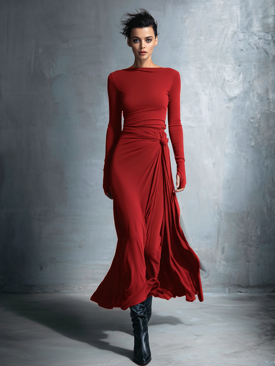 Floral wrap maxi dress with adjustable waist tie, flowing feminine silhouette for effortless elegance