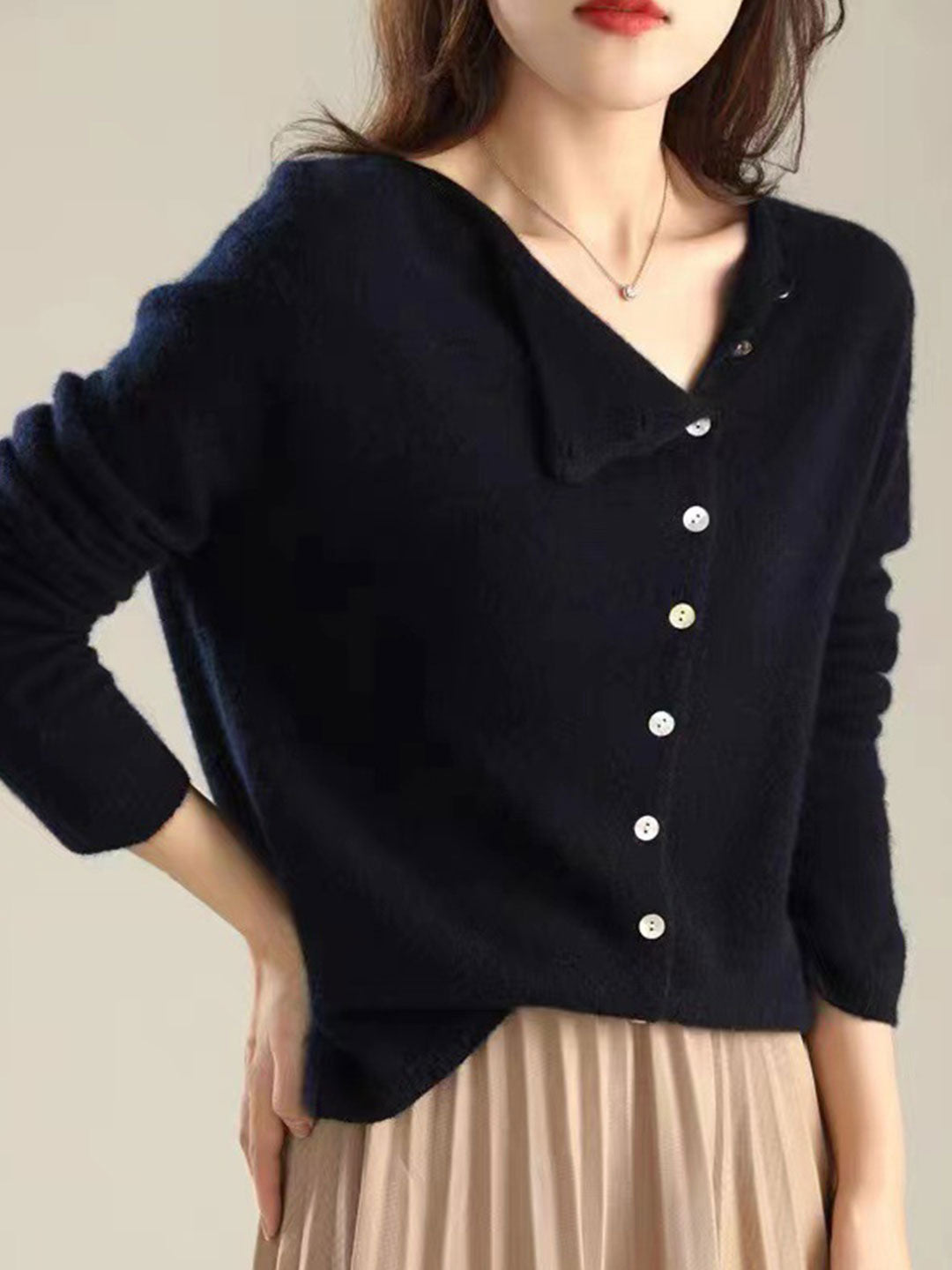 Lilou™ women's elegant cozy cardigan flowing relaxed silhouette effortless sophisticated layering piece