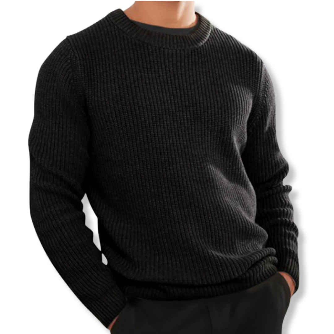 Men's relaxed fit crew neck knit sweater long sleeve casual warm everyday layering top