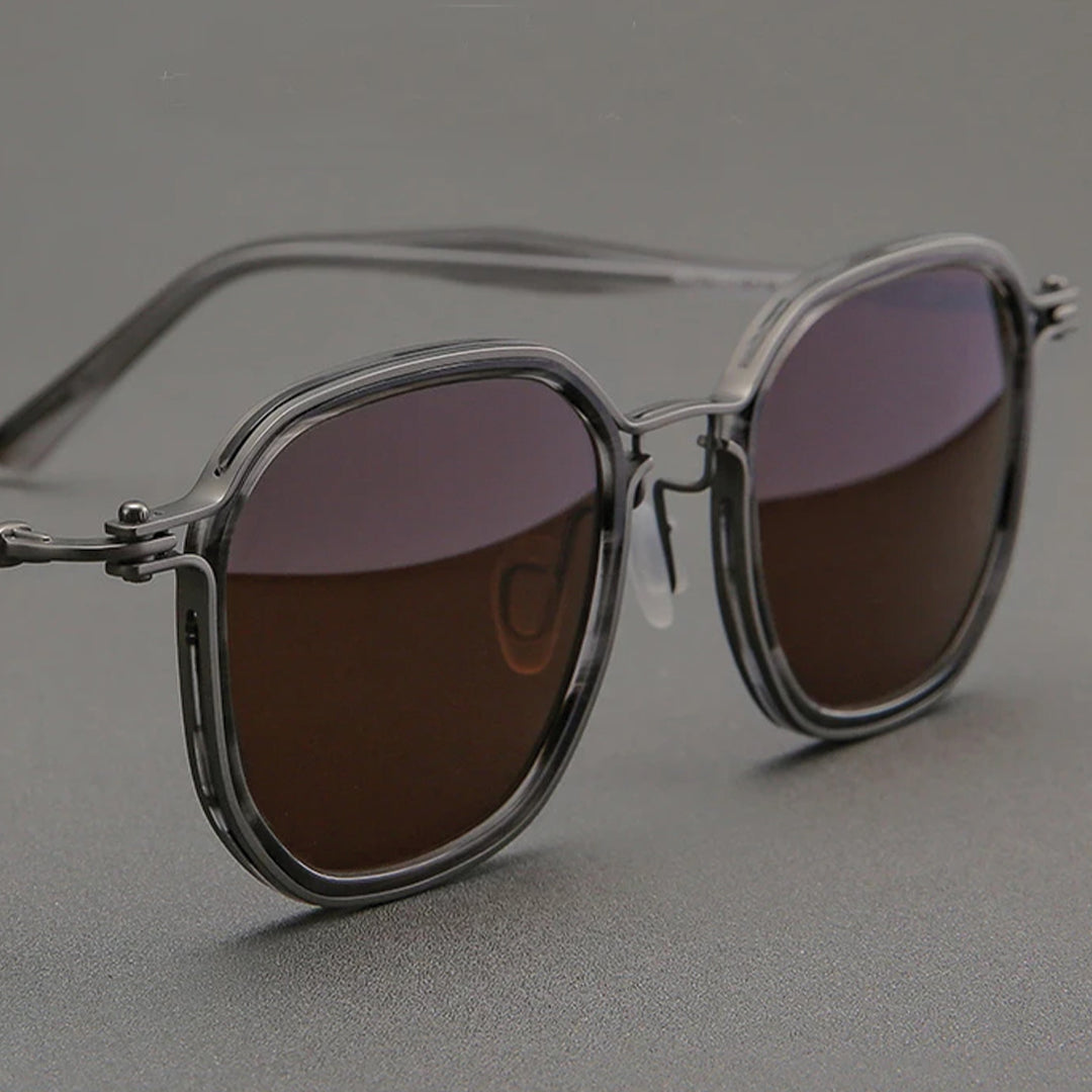 Ferrano polarized sunglasses titanium acetate frames subtle geometric shape UV400 lightweight lenses