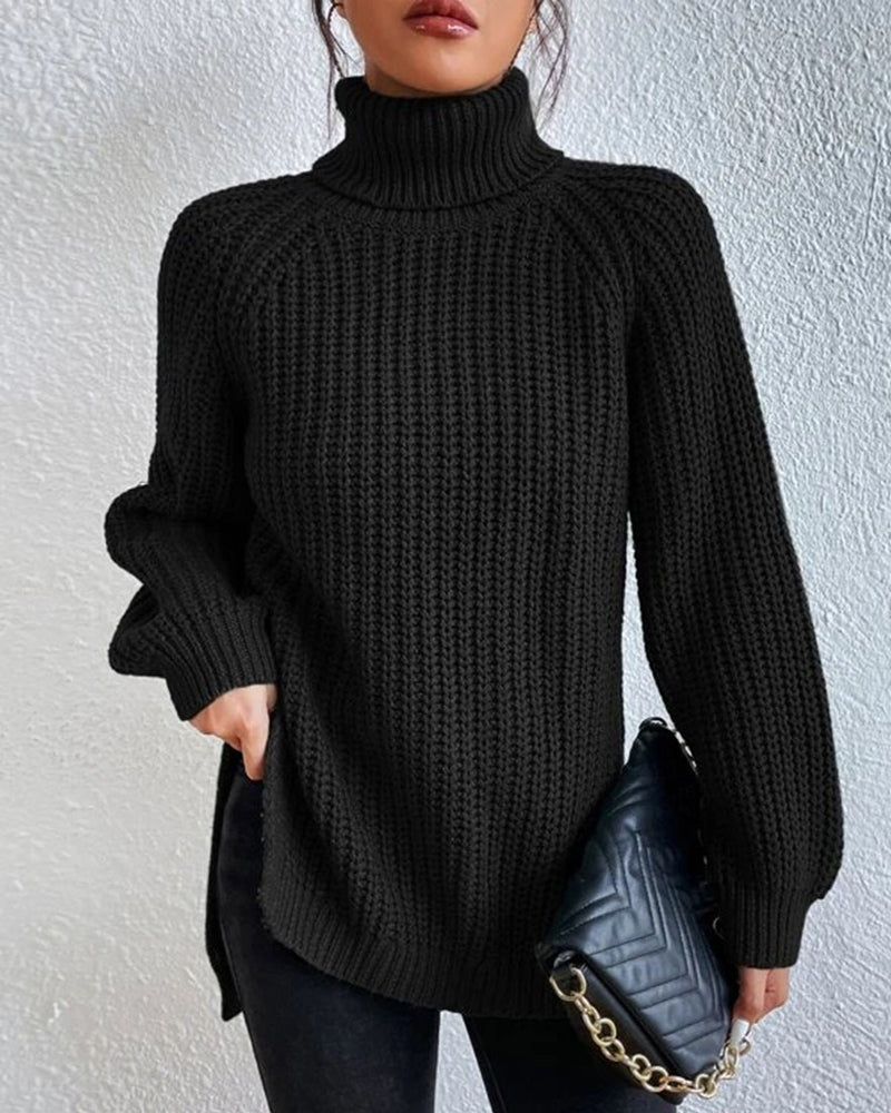 Women's relaxed fit ribbed knit sweater in cozy winter style with vertical rib texture by Wavlynn