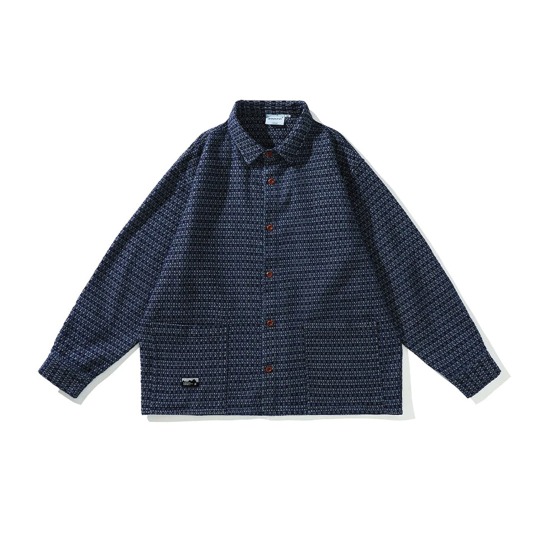 Relaxed-fit plaid flannel shirt in sun-faded tones with red contrast buttons and dual front pockets