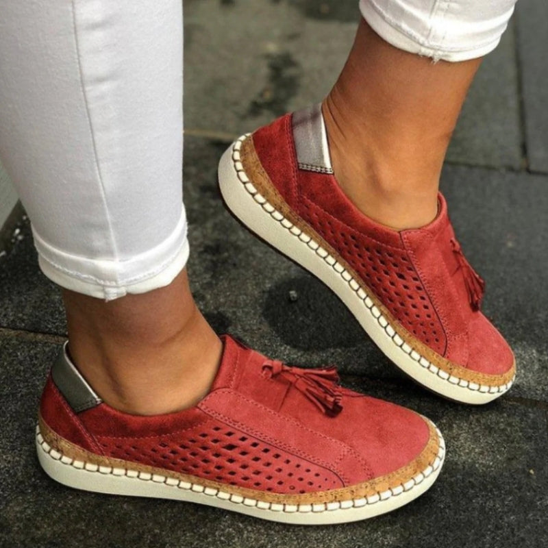 Calvona comfort slip-on sneakers with breathable knit upper, cushioned comfort support, low-rise lightweight design