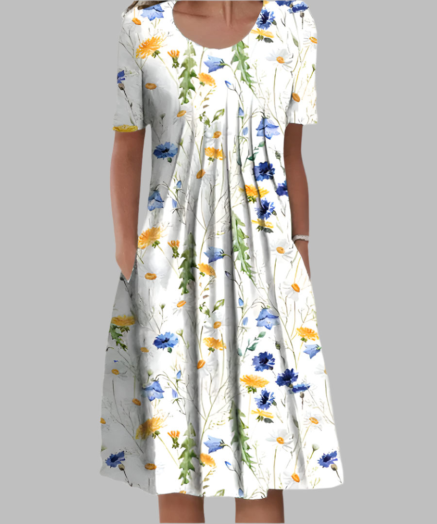 Tina elegant midi dress in soft hue with flattering silhouette and breathable fabric for effortless style