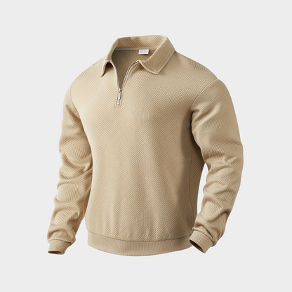 Vince men's gray textured knit half-zip pullover sweatshirt with geometric pattern