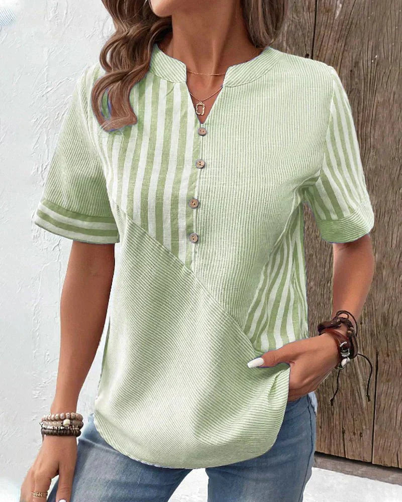 Monroe soft striped blouse in classic pattern, flowing fit with light breathable fabric for effortless style