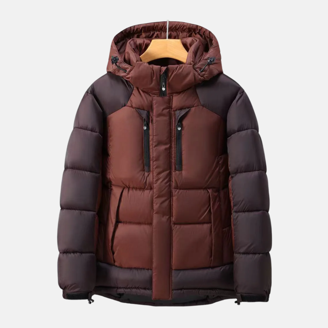 Men's navy padded jacket detachable hood hip-length insulated outerwear ultra-warm all-weather