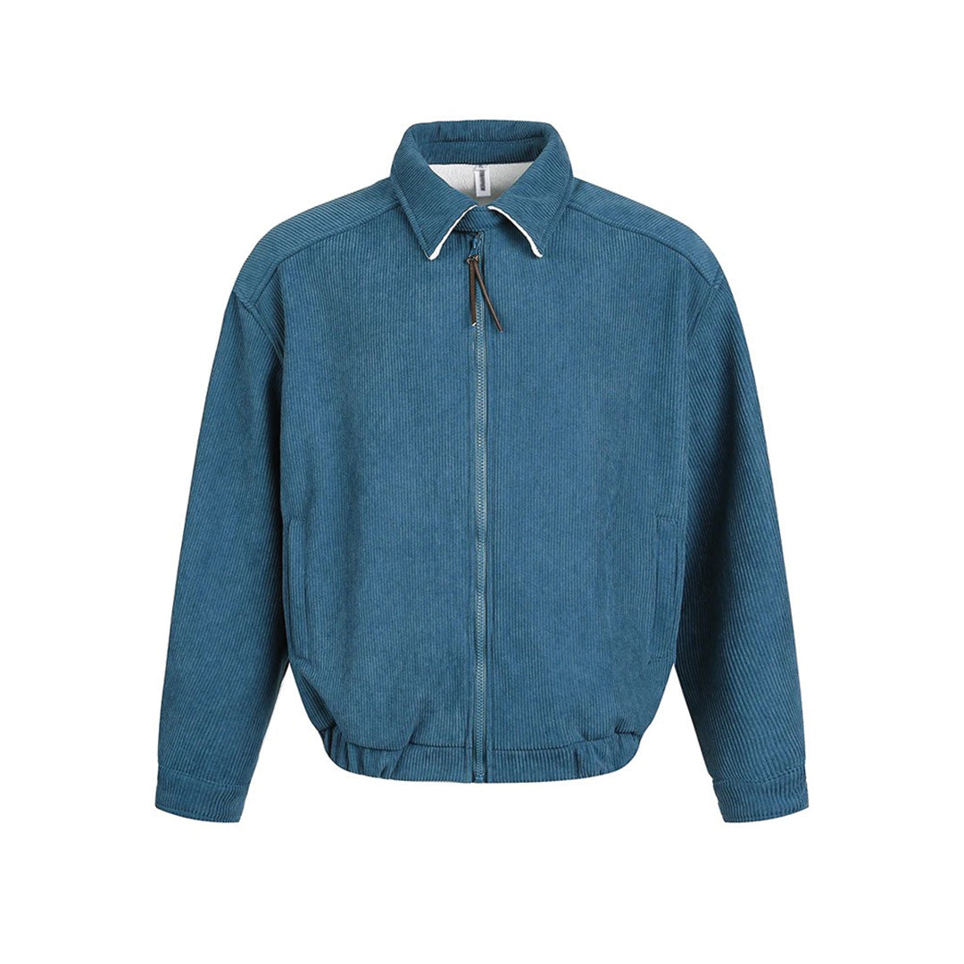 Relaxed-fit corduroy jacket in classic style with zipper closure and turn-down collar