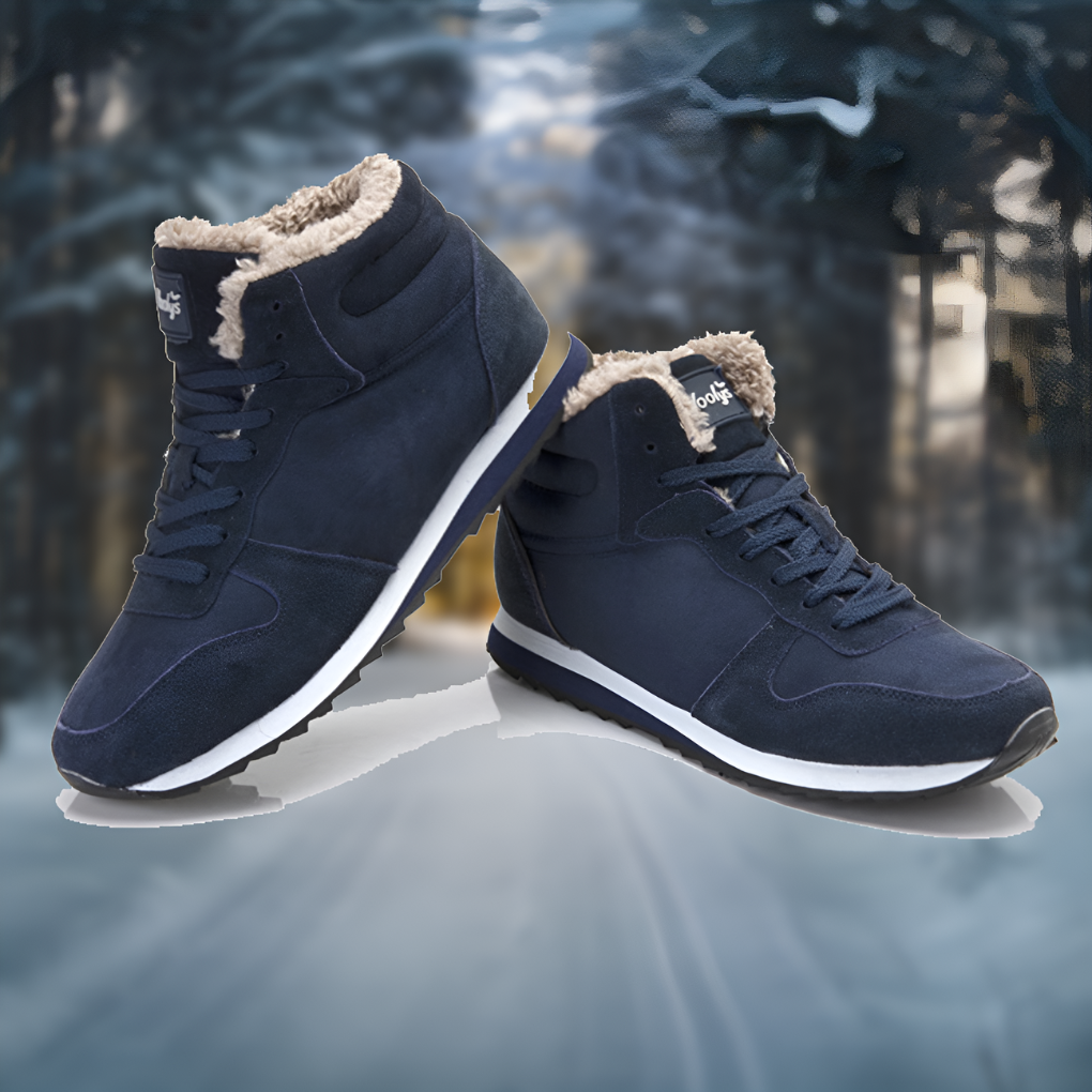 Men's winter high-top sneakers with fur lining, clean urban silhouette for cold weather comfort