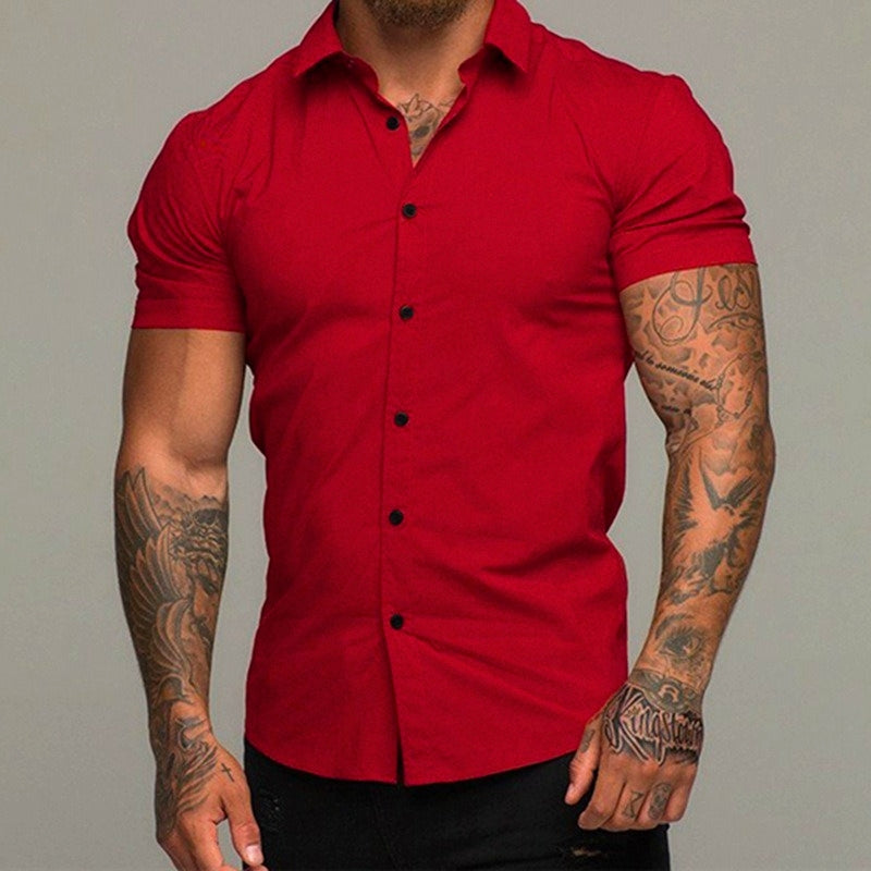Colburn men's short sleeve shirt stretch-fit athletic cut wrinkle-resistant crisp finish