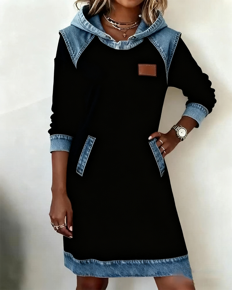 Blue denim midi dress with figure-enhancing silhouette and waist-defining feminine cut