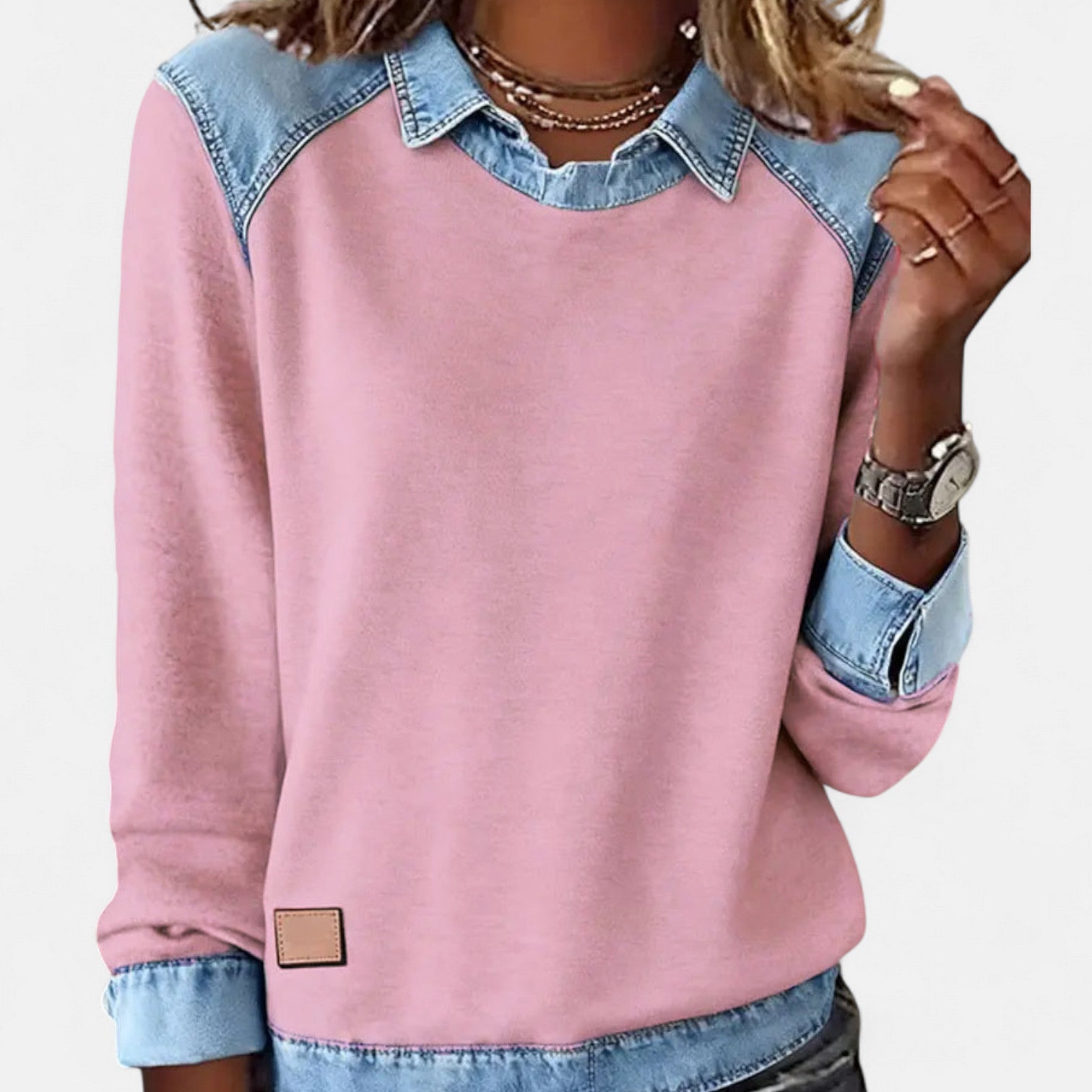 Trendy long sleeve sweater in soft minimalist cut with clean lines for a polished everyday look