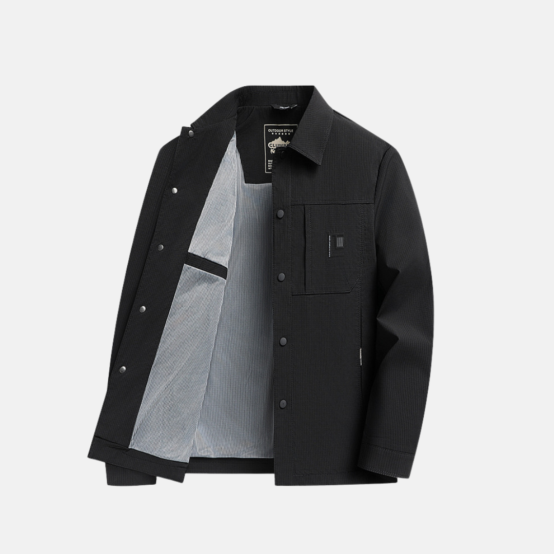 Wavlynn men's regular fit woven jacket with point collar and patch pockets, versatile all-season essential