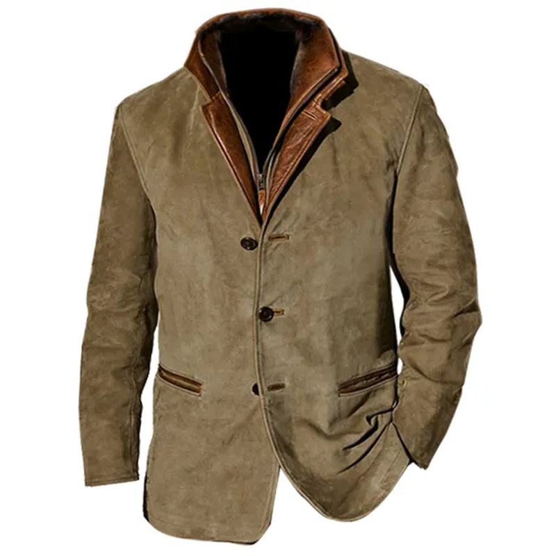 Men's dark suede tailored fit jacket with Nordic Flair refined silhouette and premium drape