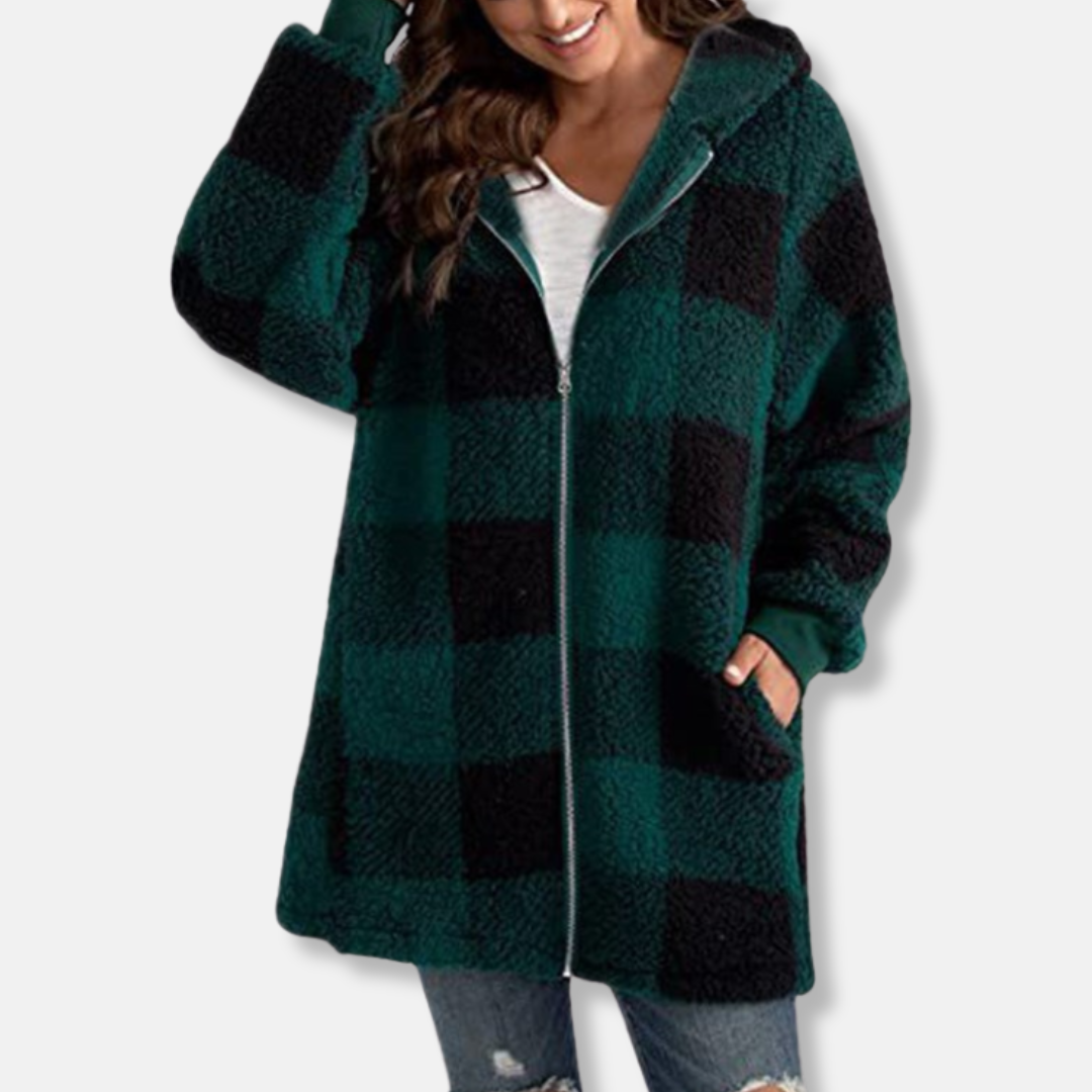 Women's oversized longline soft knit hooded jacket full zip in cozy Wavlynn style