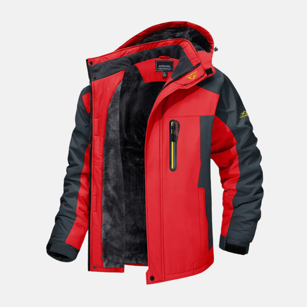Men's woven hip-length jacket high stand collar adjustable cuffs fleece-lined regular fit
