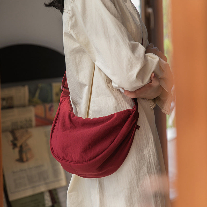Wavlynn Nevaeh crescent crossbody bag soft textured fabric adjustable strap lightweight everyday carry