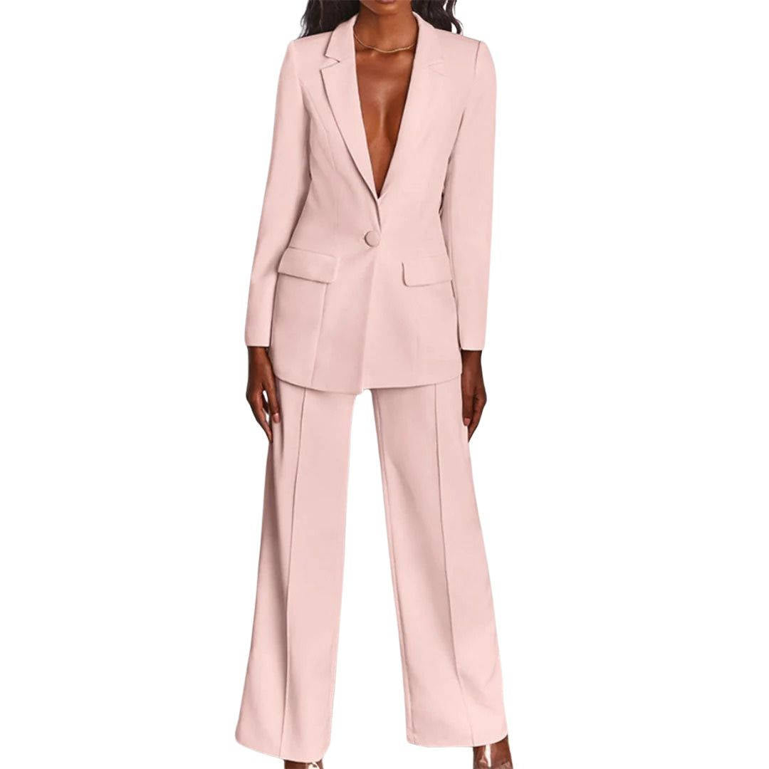 Women's elegant polyester-spandex work suit with modern tailored cut and gentle stretch comfort