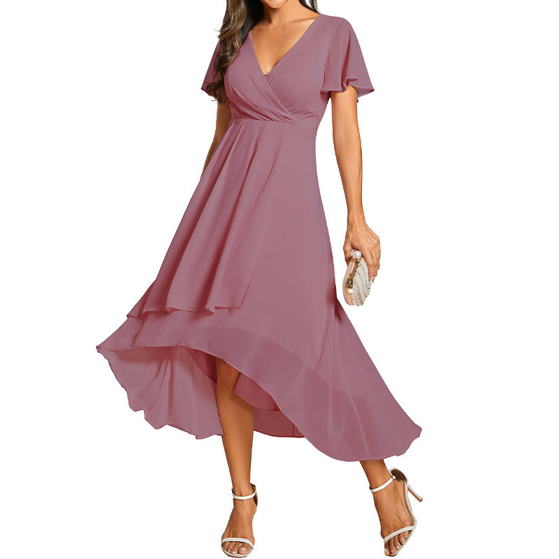 Morgan silk chiffon A-line dress high waist airy silhouette for weddings evening events