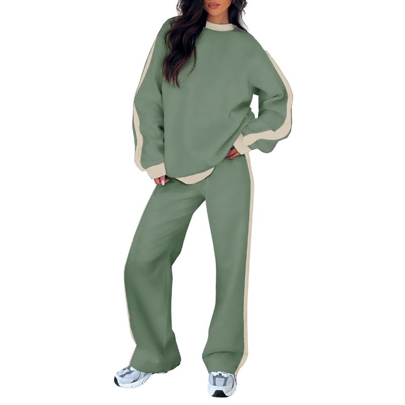 Cozy relaxed-fit sweatshirt matching set in neutral tones with soft breathable fabric for everyday comfort