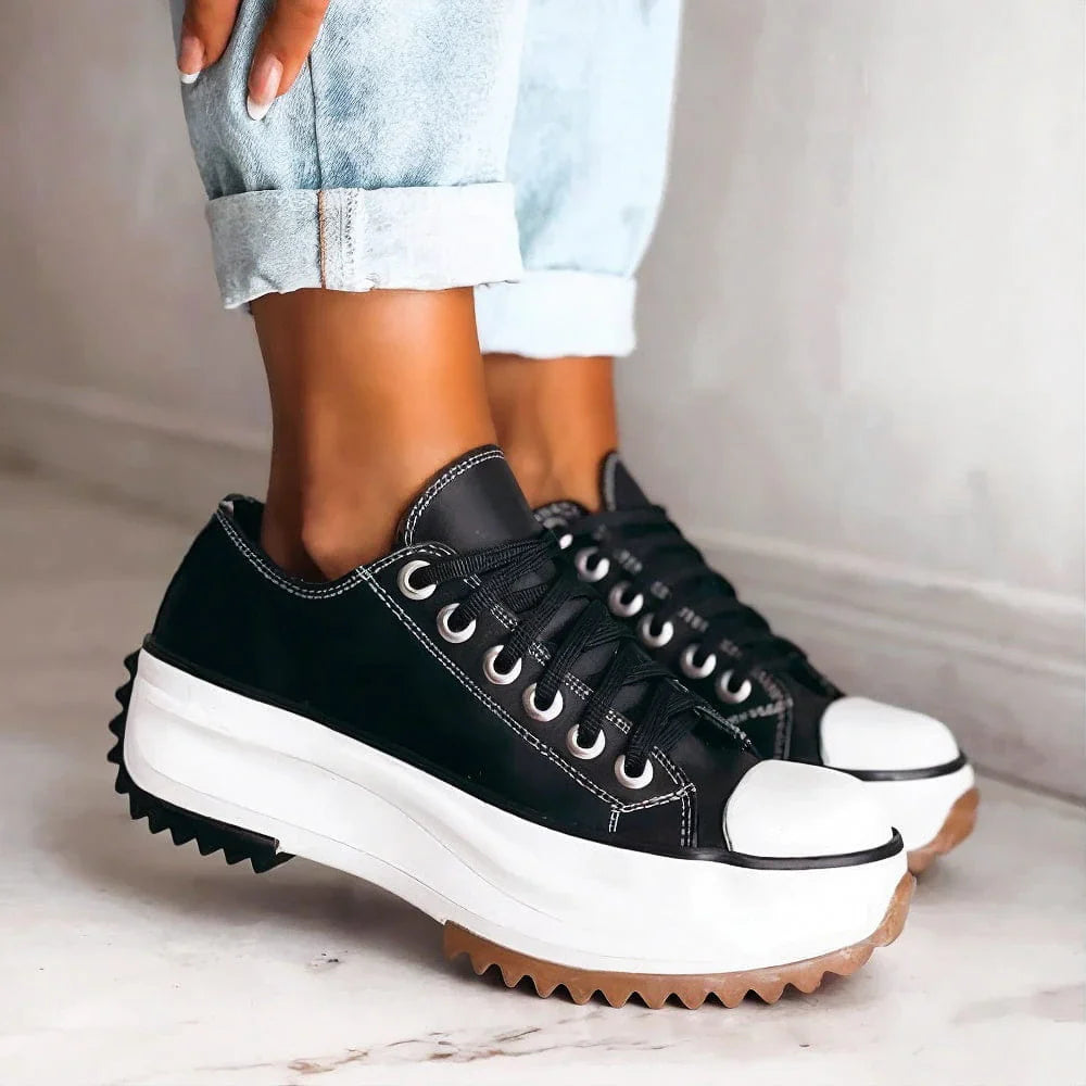 Montra white platform comfort sneakers with structured cushioning and posture-support sole