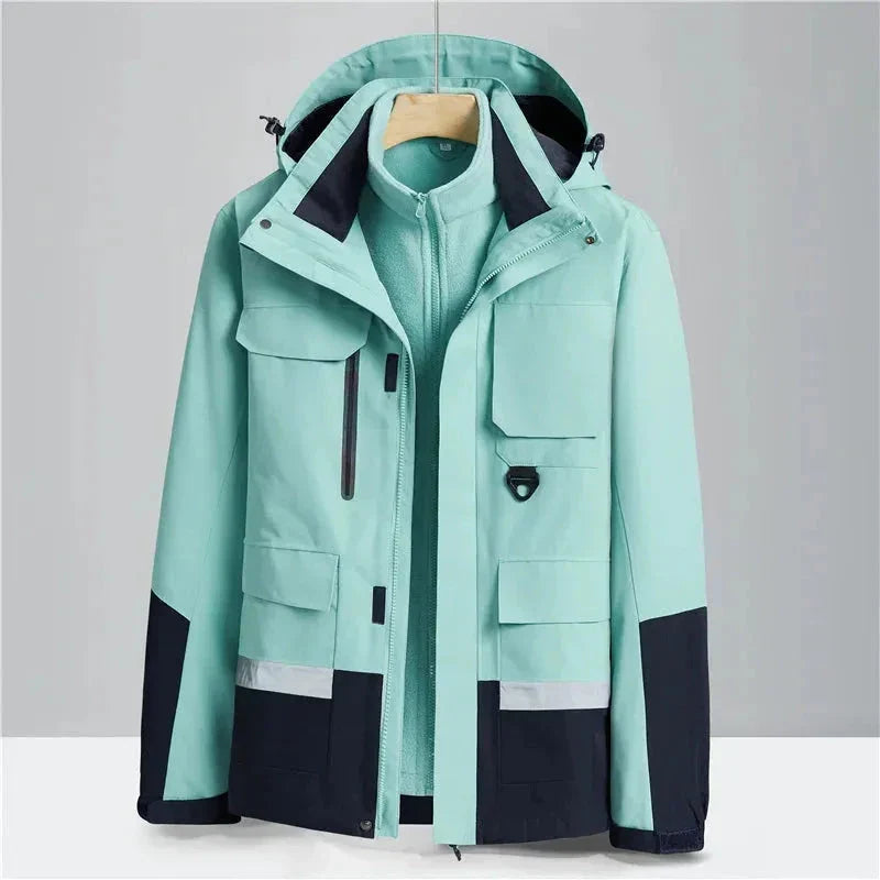 Dan navy blue 2-in-1 waterproof winter jacket with adjustable hood and reflective details