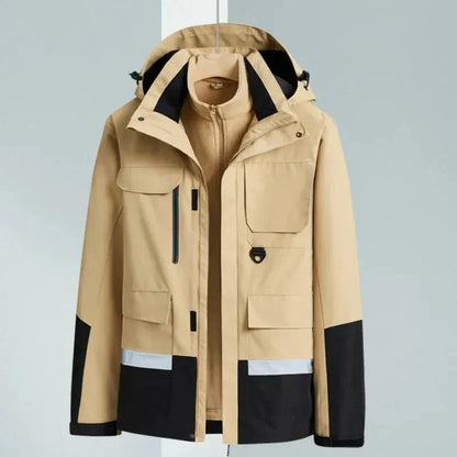 Dan navy blue 2-in-1 waterproof winter jacket with adjustable hood and reflective details