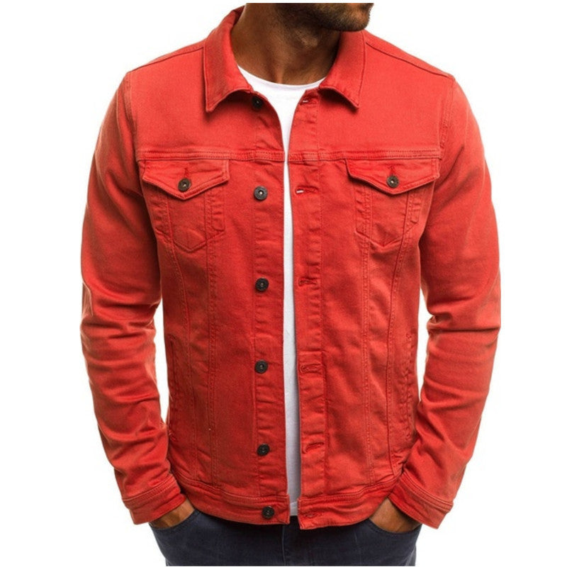 Men's blue regular fit denim jacket with chest pockets and button closure for everyday wear