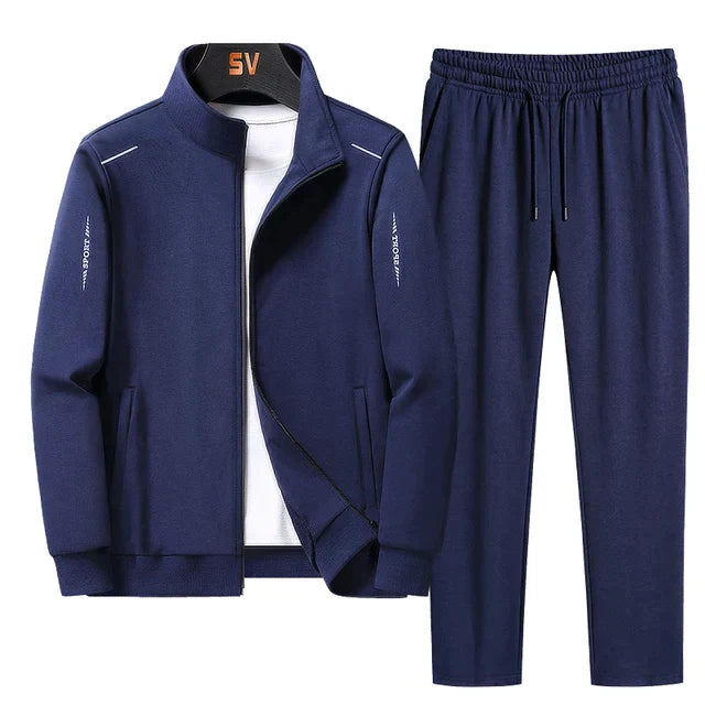 Men's lightweight casual tracksuit zip-up jacket and jogger pants minimalist urban two-piece set