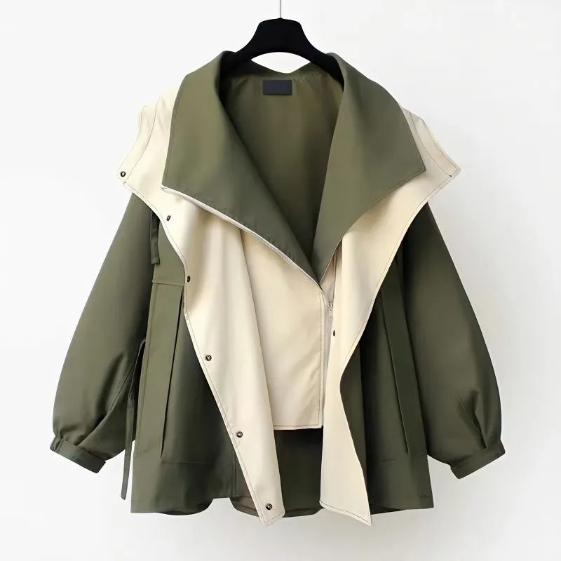Sleek windbreaker jacket with drawstring waist, windproof waterproof design for all-weather style