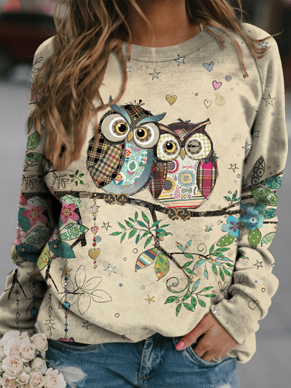 3D printed Christmas casual loose top with festive graphic print, relaxed fit holiday blouse