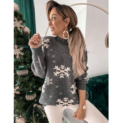 Festive red Christmas sweater with holiday knit pattern, cozy crew neck pullover seasonal style