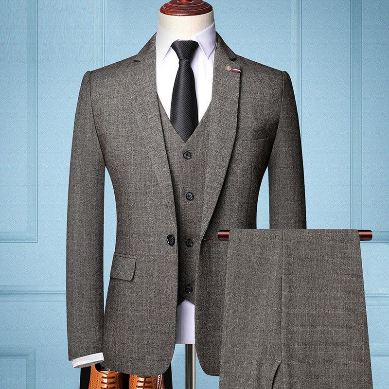 Mens Tan Brown 3 Piece Herringbone Checkered Suit for Formal Occasions by Wavlynn