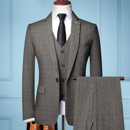 Grey herringbone tweed three-piece suit straight fit Peaky Blinders Thomas Shelby style