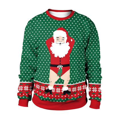 3D printed Christmas crewneck sweatshirt with festive graphic design, unisex holiday pullover