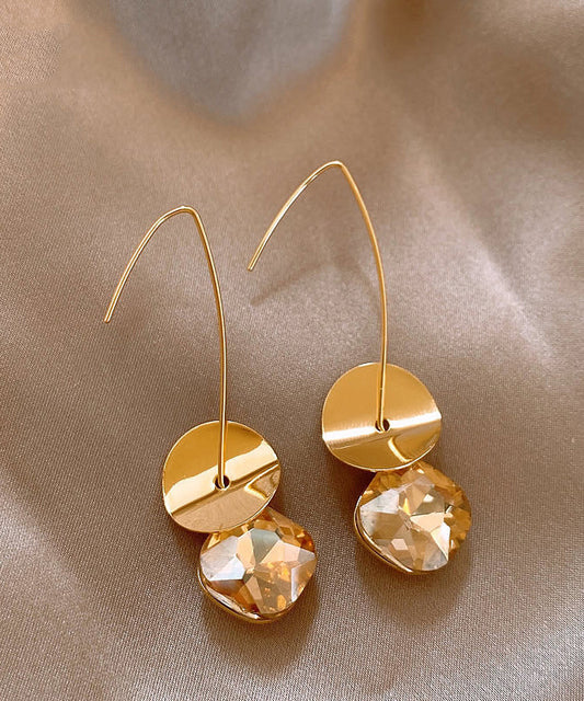 Boucles d'oreilles pendantes en alliage de cuivre et zircons à paillettes en or 2025 - Wavlynn