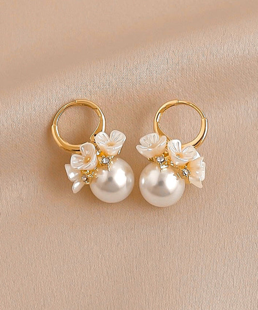 Boucles d'oreilles créoles florales en alliage de cuivre et or, perles de zircone, nouveauté 2025 - Wavlynn
