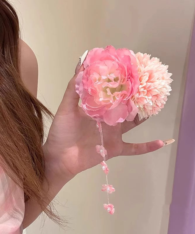 Nouvelle épingle à cheveux à pompon pivoine en alliage rose 2025 - Wavlynn
