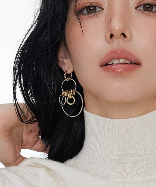 Boucles d'oreilles créoles asymétriques en argent sterling 2025 - Wavlynn