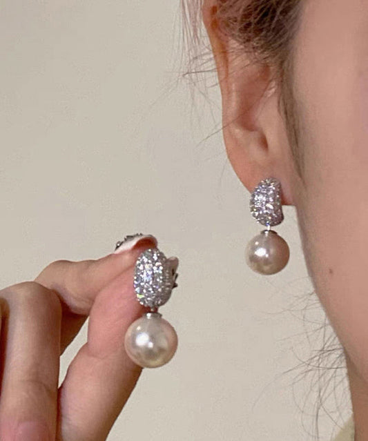 Boucles d'oreilles pendantes en argent sterling et perles de zircone 2025 - Wavlynn
