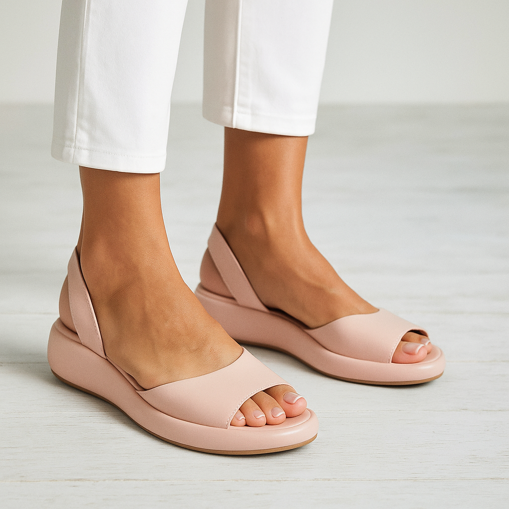 Women's cushioned sandals with ergonomic support and thick insole for all-day comfort and pain relief