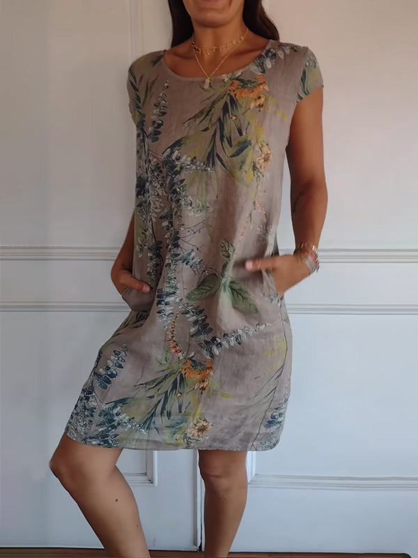 Comfortable round neck dress in versatile style, soft breathable fabric for all-day feminine elegance