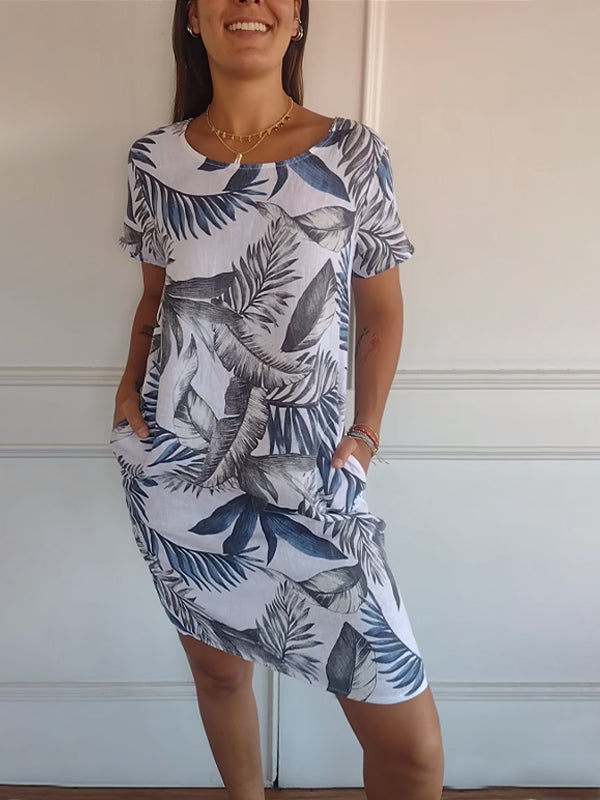 Marilyn comfortable round neck dress in elegant style, soft breathable fabric, feminine all-day wear