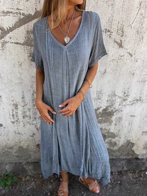 Garnet red flowy draped maxi dress with elongating silhouette for women cocktail style